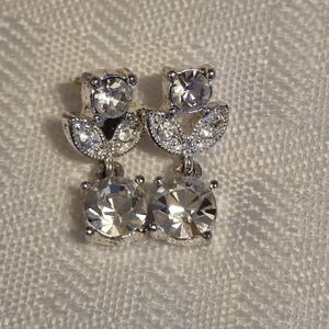 Elegant Napier Silver Crystal Earrings